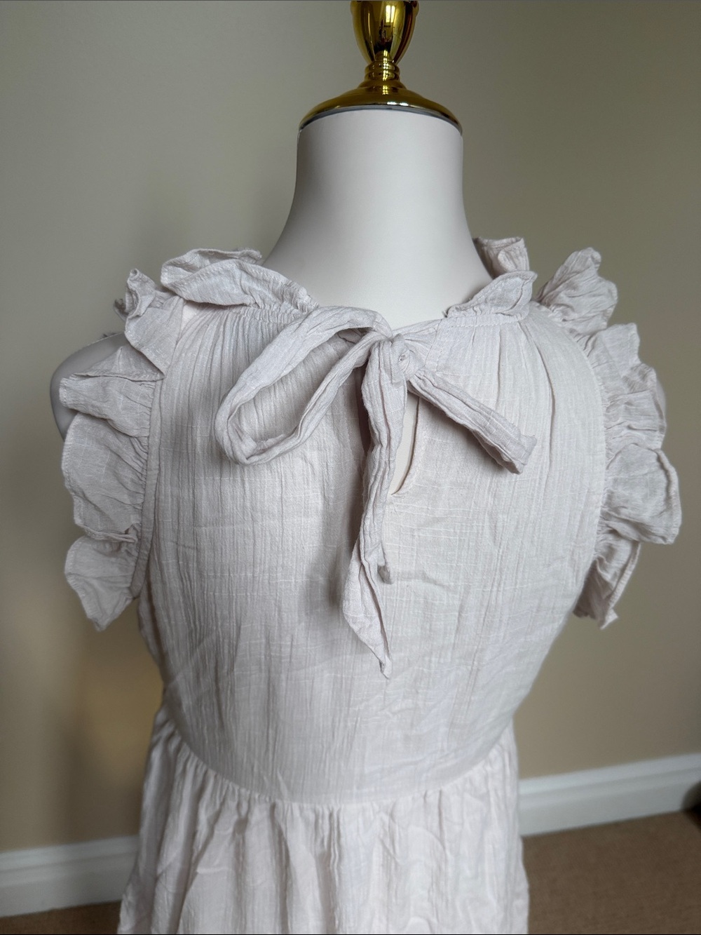 AURA Cream Cotton Ruffle Tiered Midi Dress Size M Cottagecore - Picture 5 of 6